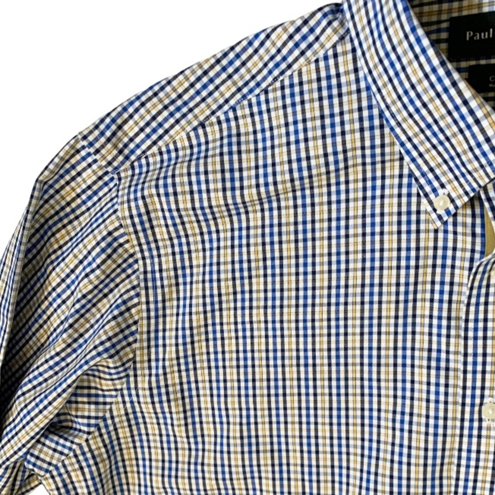 Paul Fredrick non Iron 2 ply cotton men’s check dress shirt size 17 x 33 large - Picture 10 of 10